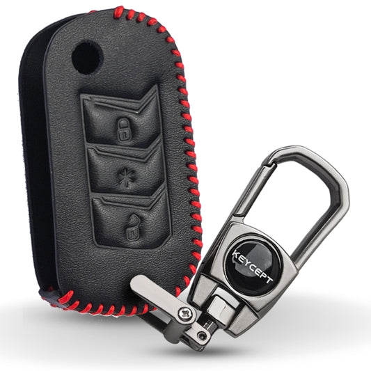 Mahindra Classic Leather Key Cover with keychain (Type 2)