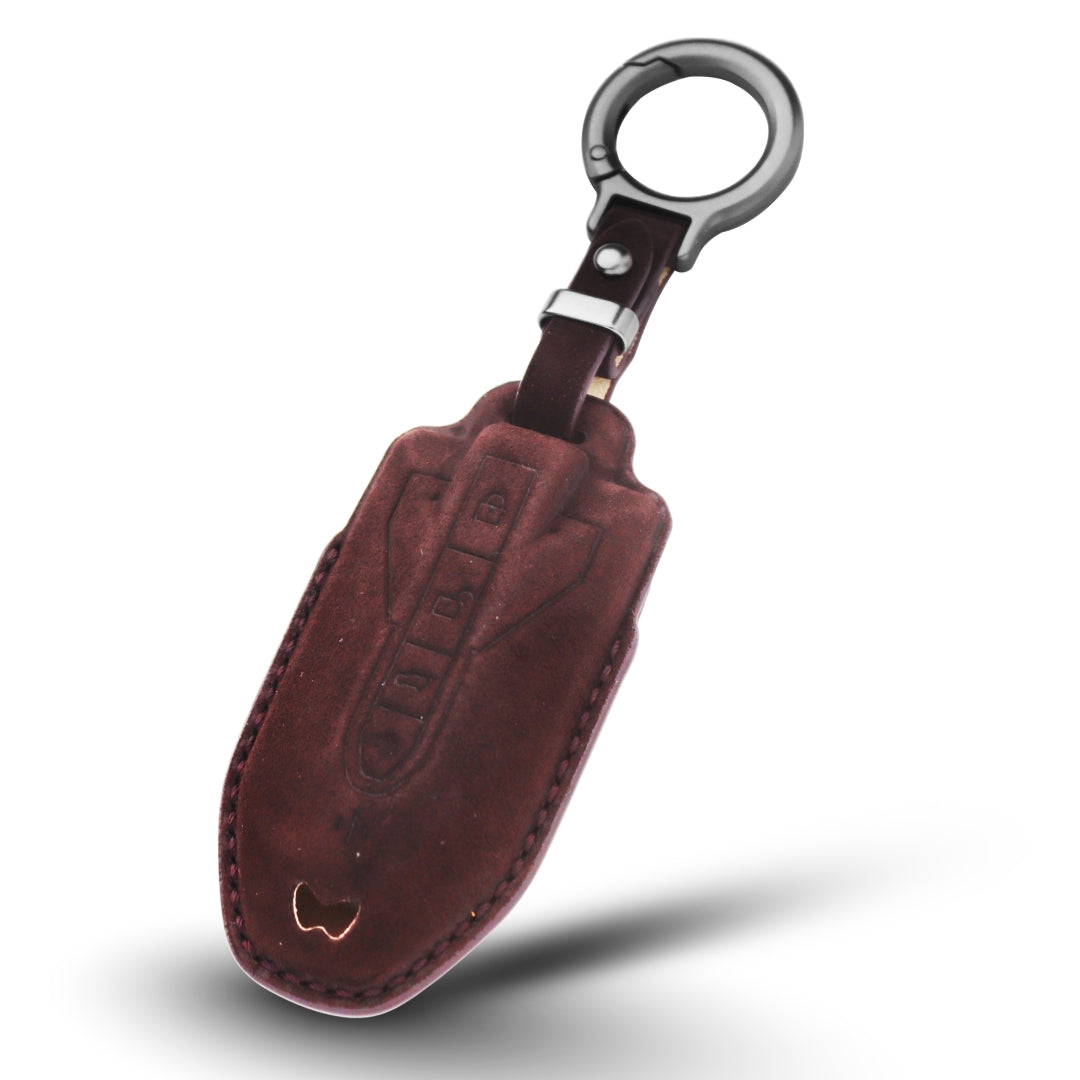 Mahindra Alcantara Crest Car Key Cover with Keychain (Type K10)