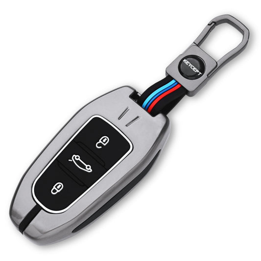Keycept Metal Alloy Car Key Cover for Citroen C5 Aircross 3 Button Smart Key with keychain (Type M1)