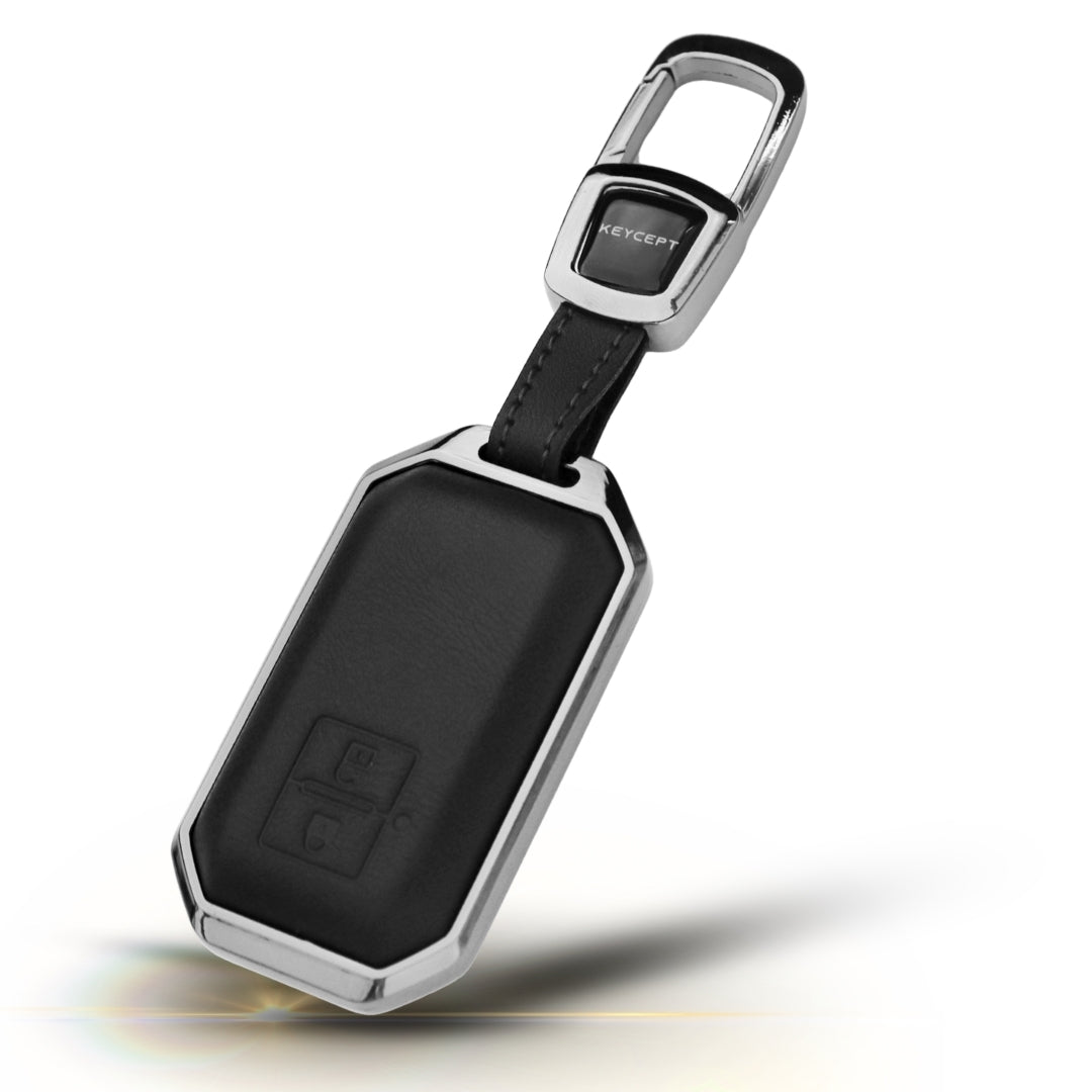 Suzuki Titanium Genuine Leather Car Key Cover with Keychain (Type M7)