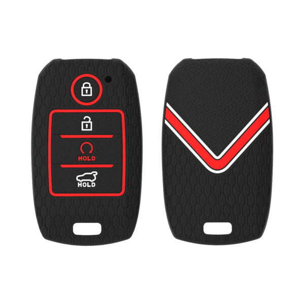 Silicone Key Cover Compatible for Kia Sonet | Seltos 2020 4 Button Smart Key (Push Button Start)