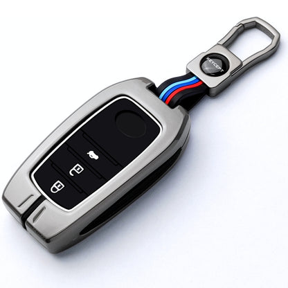 Keycept Metal Alloy Car Key Cover for Toyota Fortuner, Hilux, Innova Crysta, Legender, Innova HyCross, Land Cruiser  - 3 Button Smart Key Cover with Keychain (Type M1)