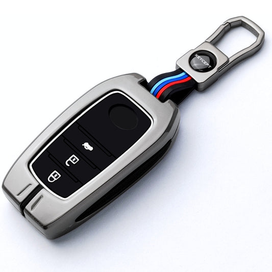 Keycept Metal Alloy Car Key Cover for Toyota Fortuner, Hilux, Innova Crysta, Legender, Innova HyCross, Land Cruiser  - 3 Button Smart Key Cover with Keychain (Type M1)