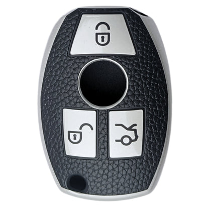 Leather Key Cover Compatible for Benz 3 Button Smart Key