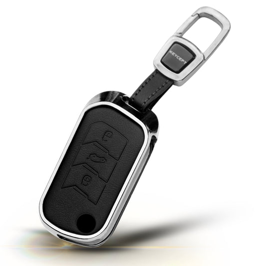 Mahindra Titane Genuine Leather Car Key Cover with Keychain (Type M7)