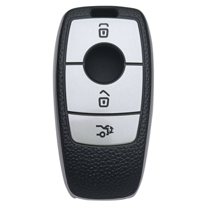 Leather Key Cover Compatible for Mercedes Benz E Series 3 Button Smart Key