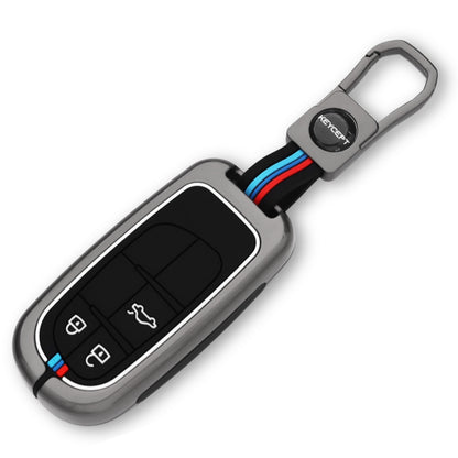 Keycept Metal Alloy Car Key Cover for Jeep Meridian, Compass, Trailhawk 3 Button Smart Key with keychain (Type M1)
