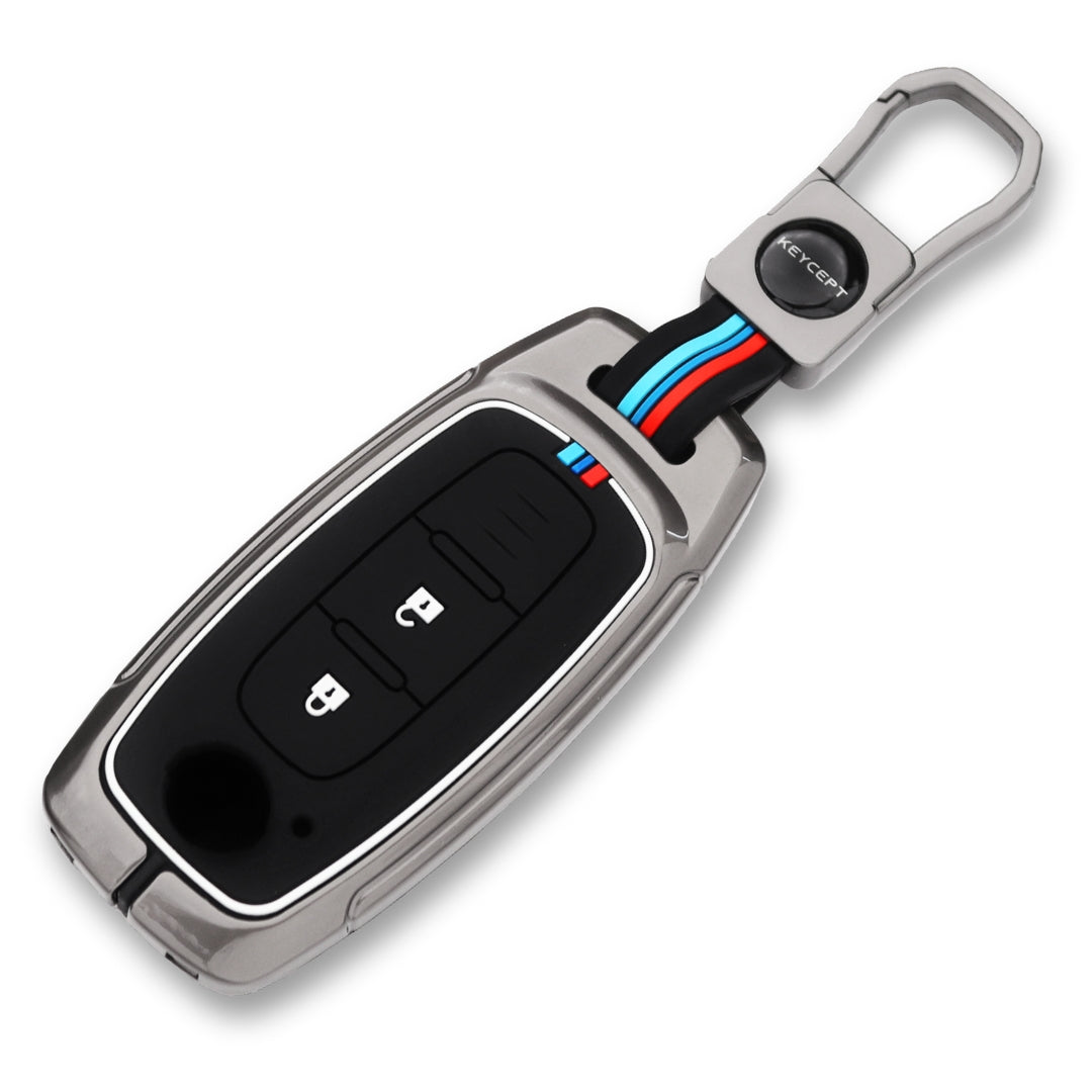 Keycept Metal Alloy Car Key Cover for Nissan Magnite 2 Button Smart key with keychain (Type M1)