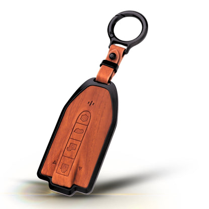 Mahindra Noir Wood Car Key Cover with Keychain (Type M8)