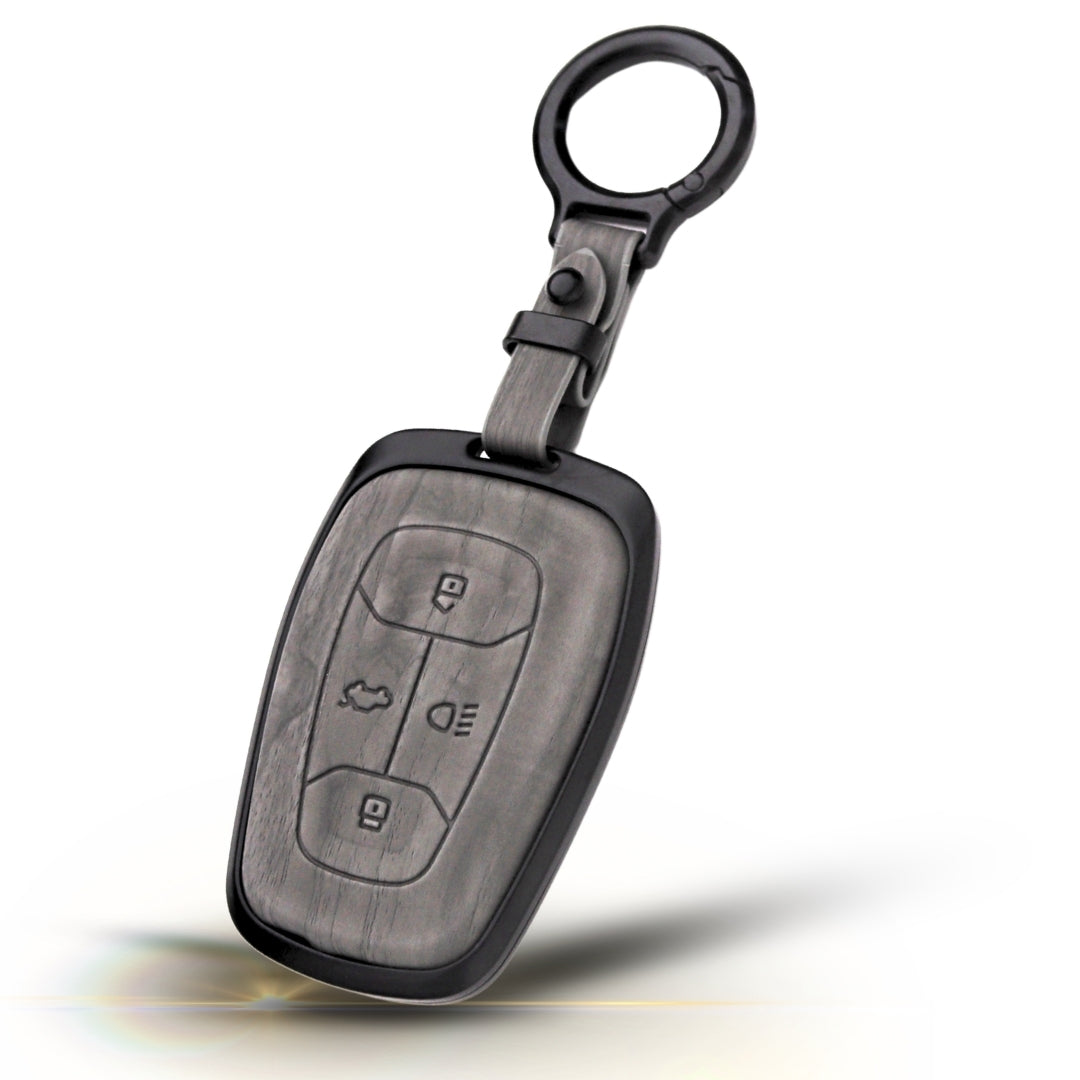 Tata Noir Wood Car Key Cover with Keychain (Type M8)