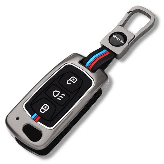 Keycept Metal Alloy Car Key Cover for Tata Tigor, Bolt, Nexon, Hexa, Zest, Tiago, Punch, Safari, Altroz, Storme 3 button Flip Key Cover with Keychain (Type M1)