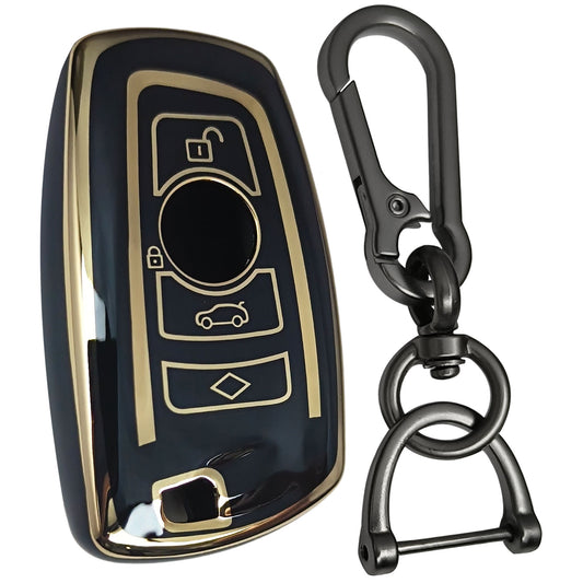 bmw x3 x4 m5 3button smart tpu black gold car key cover case accessories keychain