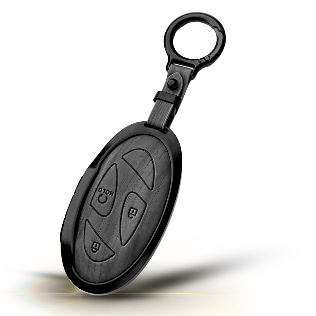 Hyundai Noir Wood Car Key Cover with Keychain (Type M8)