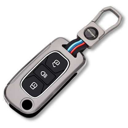 Keycept Metal Alloy Car Key Cover for Tata Tigor, Bolt, Nexon, Hexa, Zest, Tiago, Punch, Safari, Altroz, Storme 3 button Flip Key Cover with Keychain (Type M1)