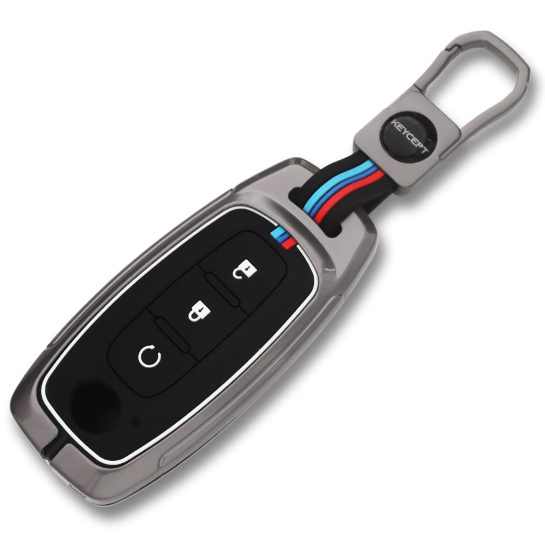 Metal Alloy Key Cover Compatible for Nissan Magnite 3 Button Smart Key with Keychain (Type M1)