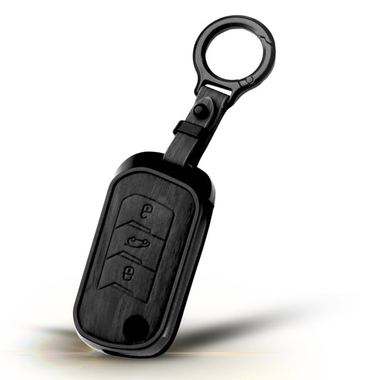 Mahindra Noir Wood Car Key Cover with Keychain (Type M8)