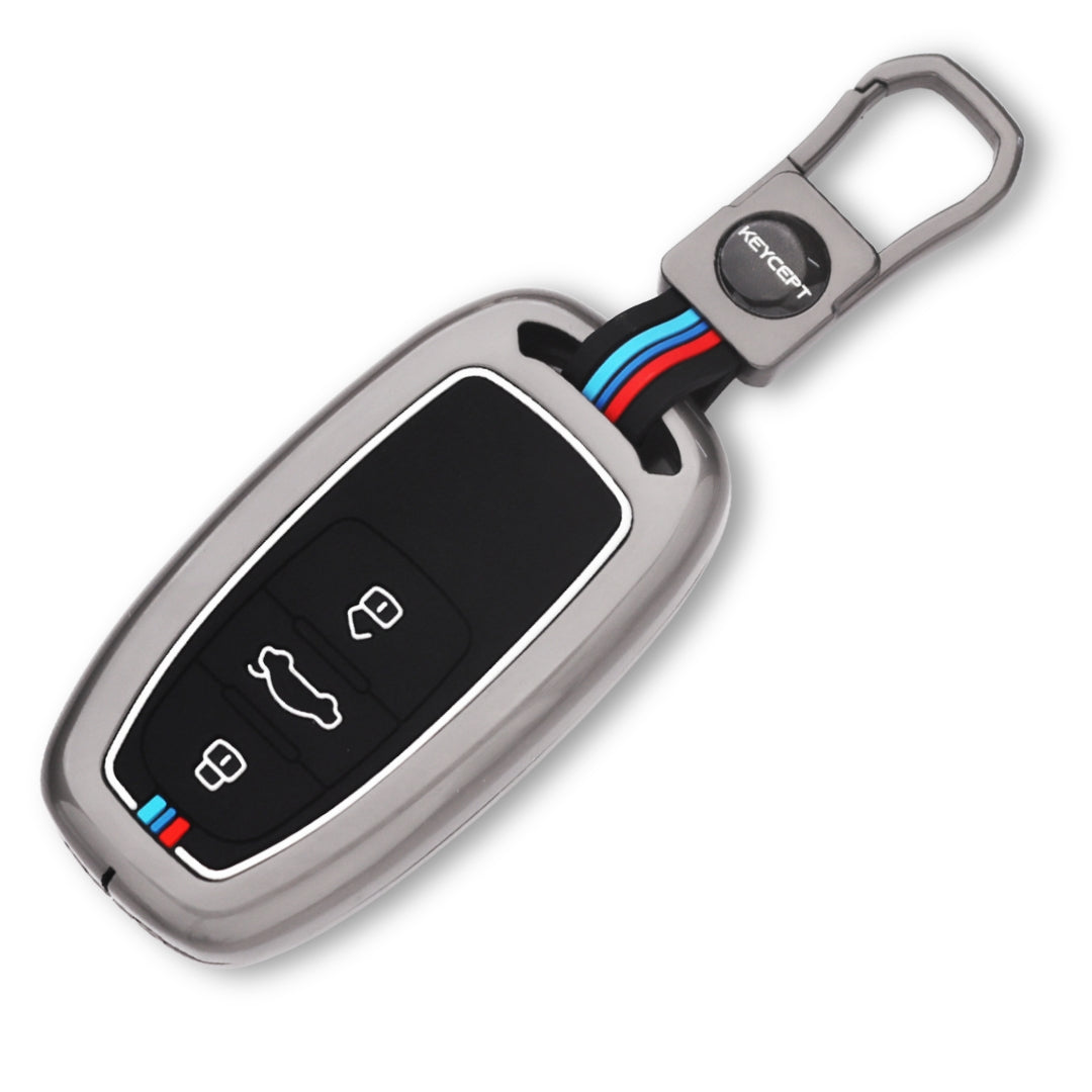 Audi Metal Alloy Key Cover with Keychain (Type M1)