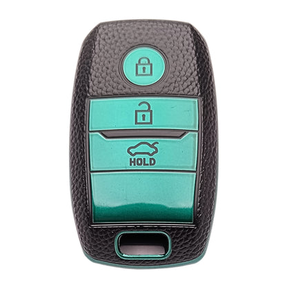 Leather Key Cover Compatible with Kia Seltos Smart Key 3 Button