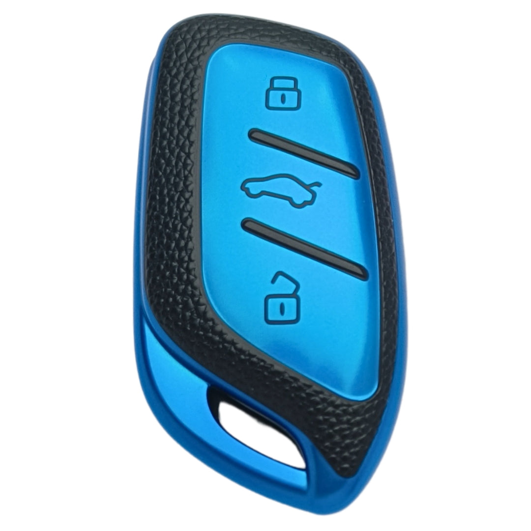 Leather Key Cover Compatible for MG ZS |  EV | and Astor 3 Button Smart Key