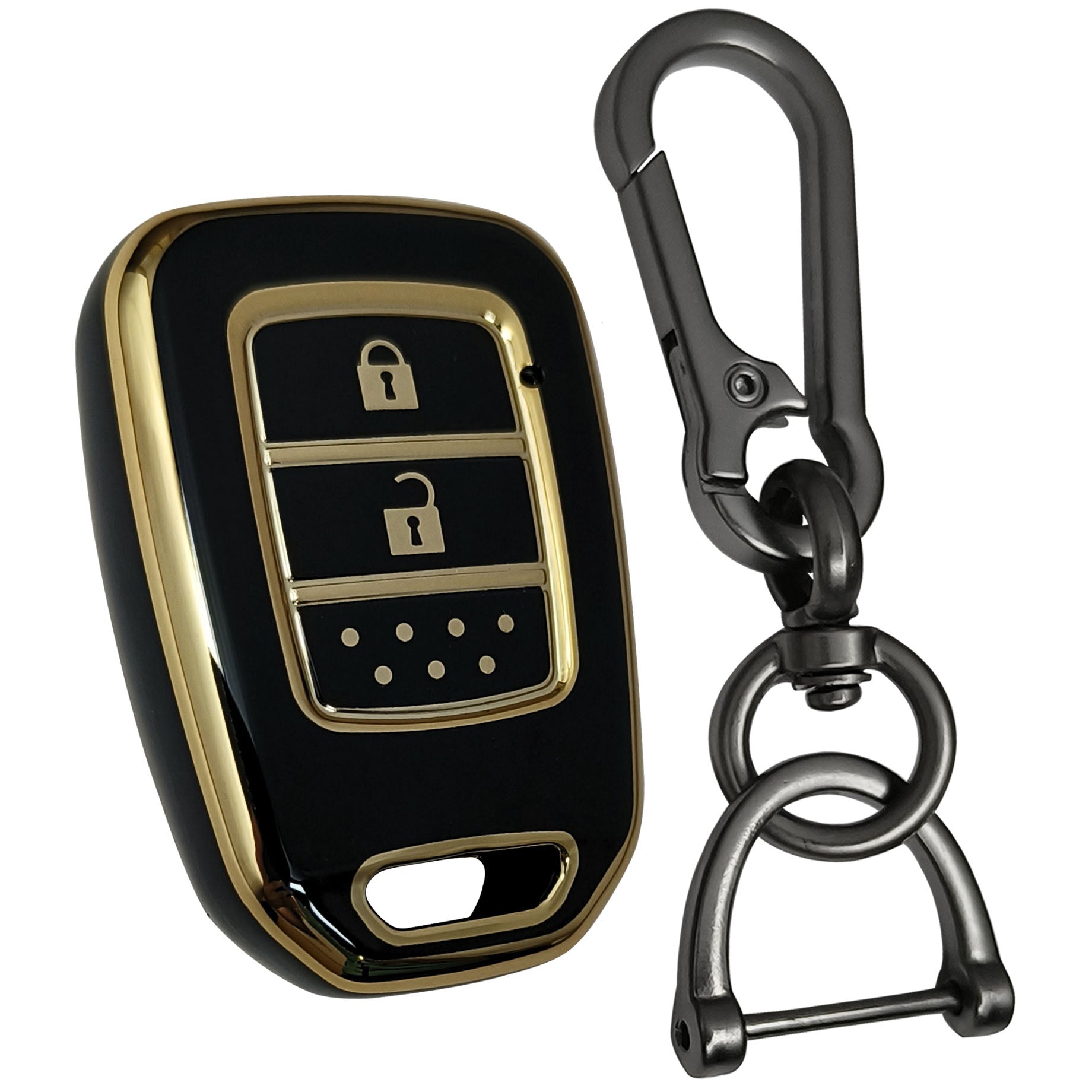 honda city jazz amaze 2 button remote tpu black gold key cover case accessories keychain