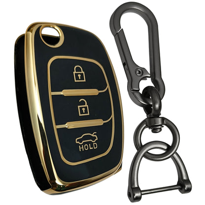 hyundai i20new flip 3b tpu black car key cover keychain