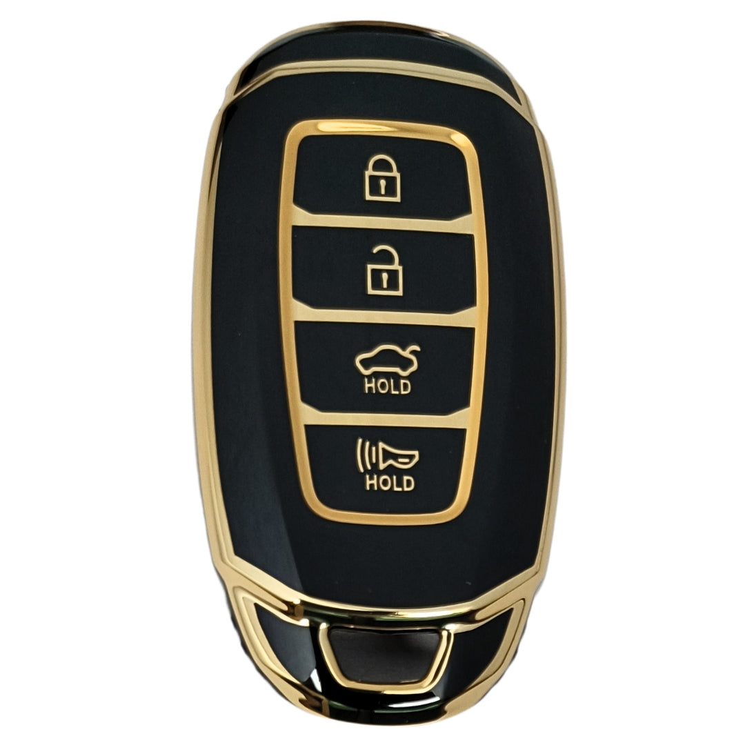 hyundai verna 4 button smart tpu black gold key cover case accessories