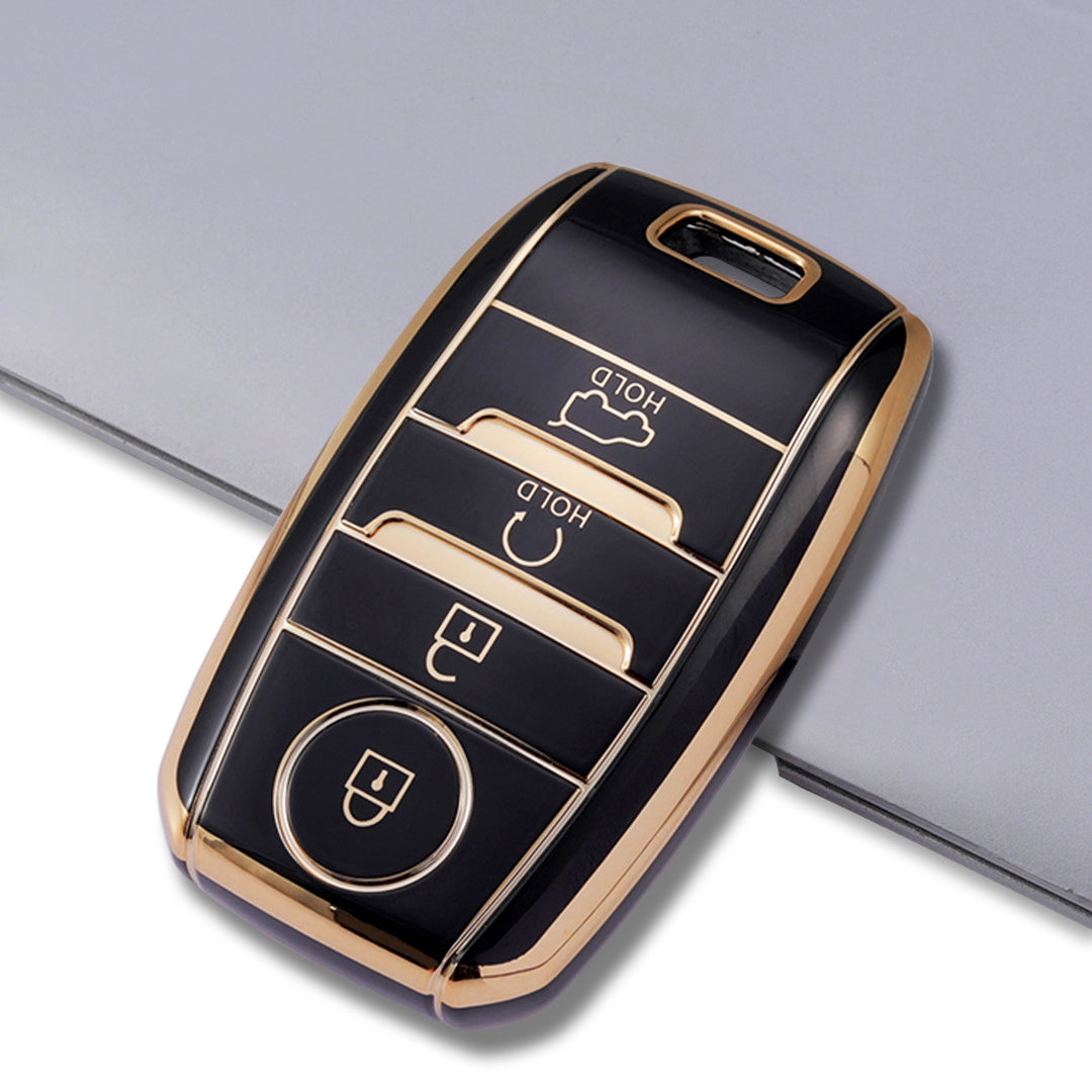 kia seltos hold down 4 button smart tpu black gold key cover case accessories