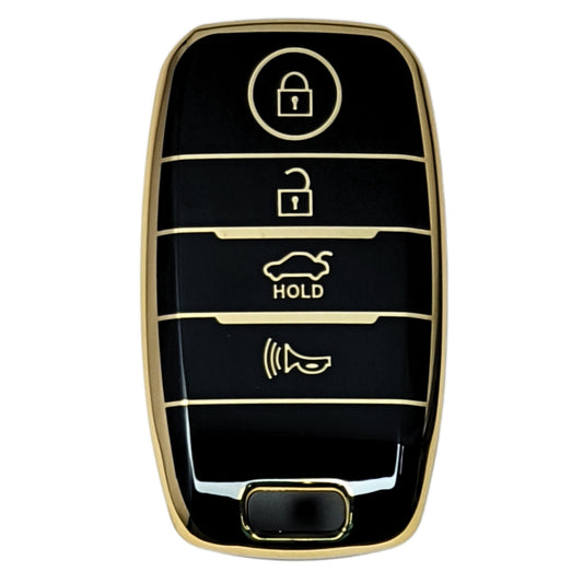 kia seltos sonet carens carnival 4 button smart tpu black gold key cover case accessories