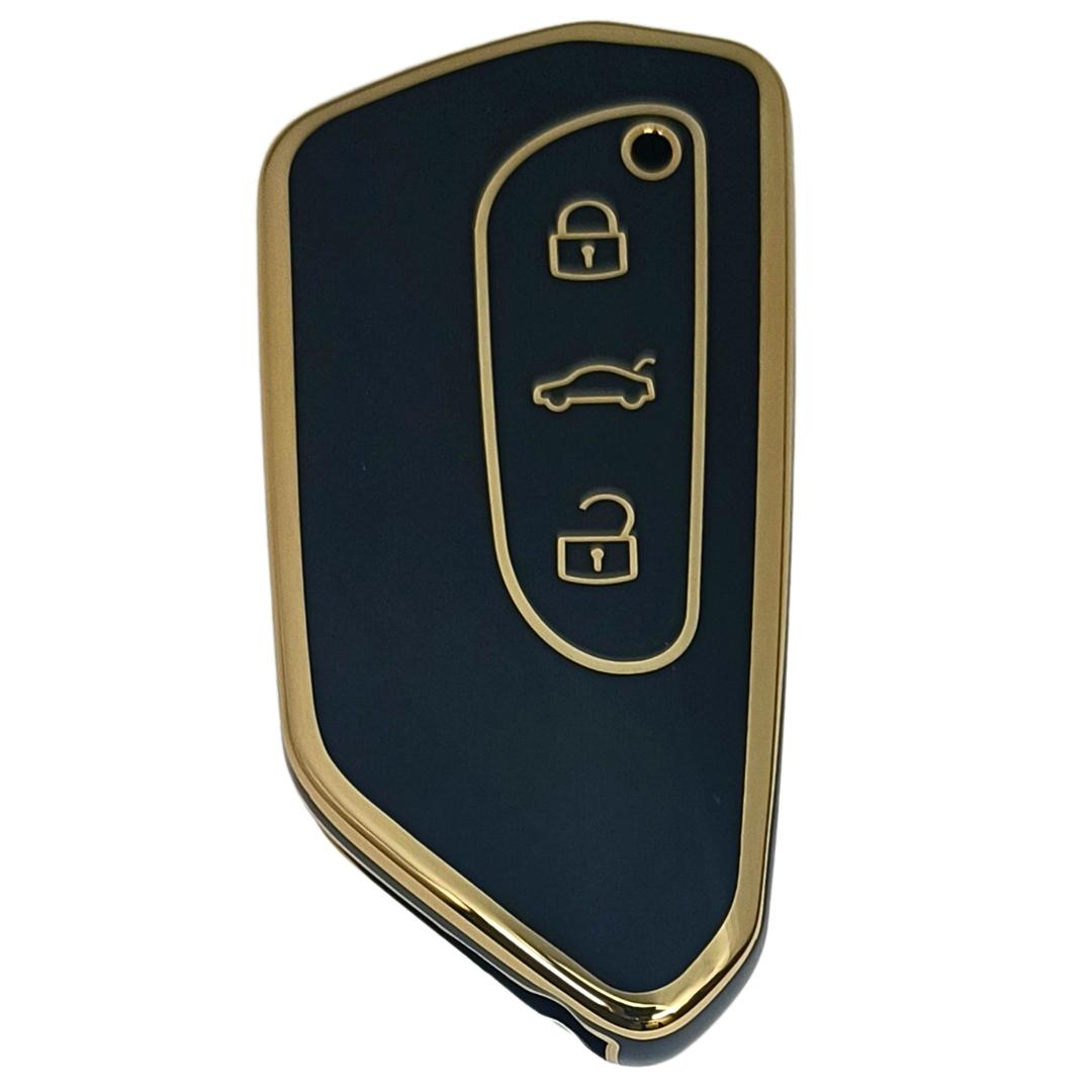 skoda octavia virtus 3button smart tpu black key cover case accessories