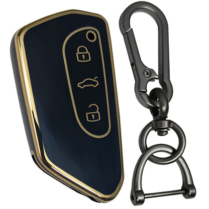 skoda octavia virtus 3button smart tpu black key cover case accessories keychain