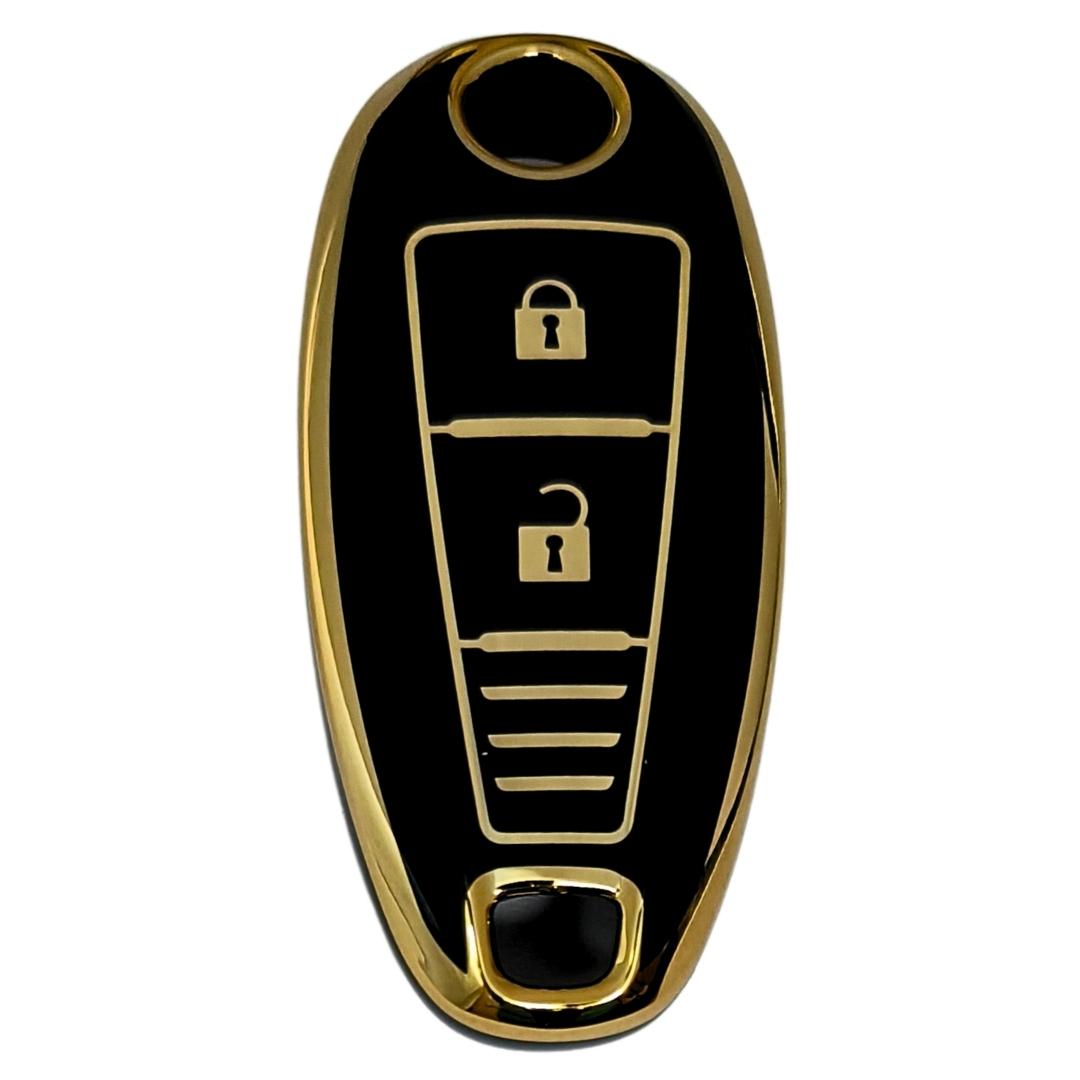 suzuki s-cross baleno brezza ciaz swift 2 button smart tpu black gold key case accessories