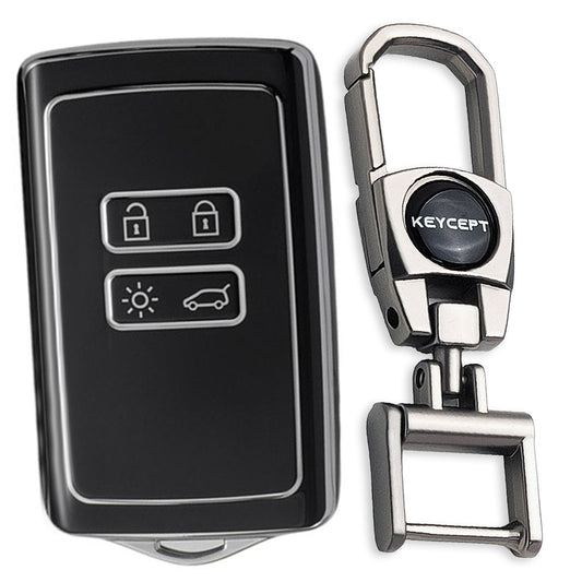 Renault Silver Line TPU Key Cover with Keychain