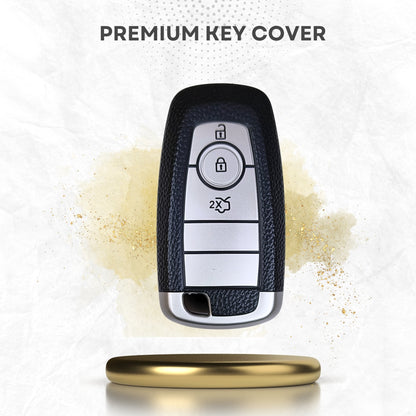 Leather Cover Compatible for Ford Figo | Aspire | Eco Sport | Endeavour 3 Button Smart Key