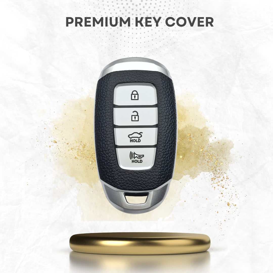 Hyundai TPU Leather Key Cover with Keychain. (Type 1)