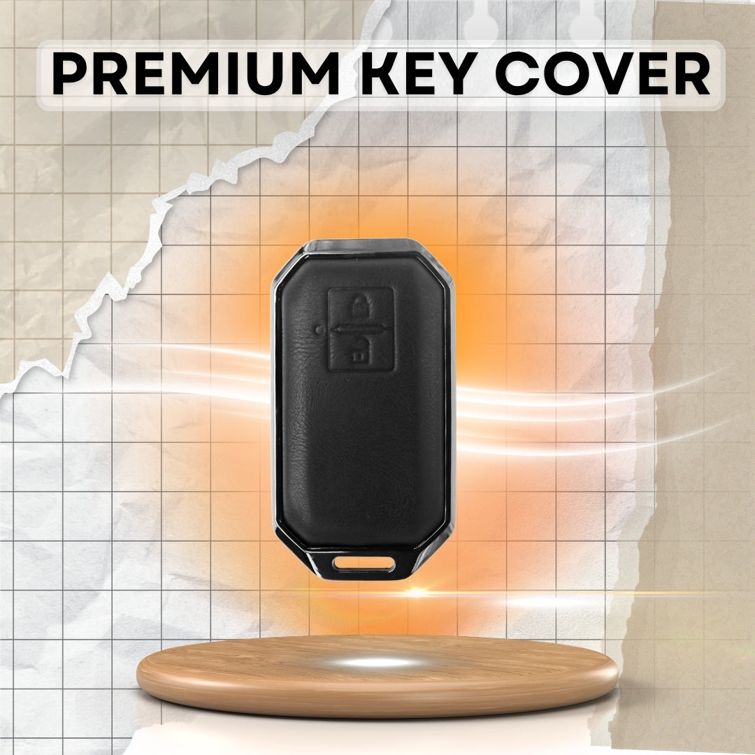 Suzuki Titanium Genuine Leather Car Key Cover with Keychain (Type M7)
