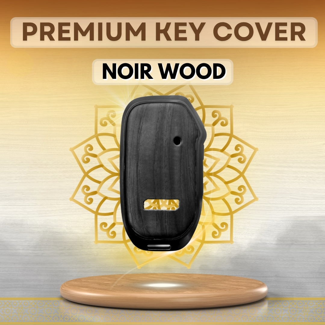 Kia Noir Wood Car Key Cover with Keychain (Type M8)