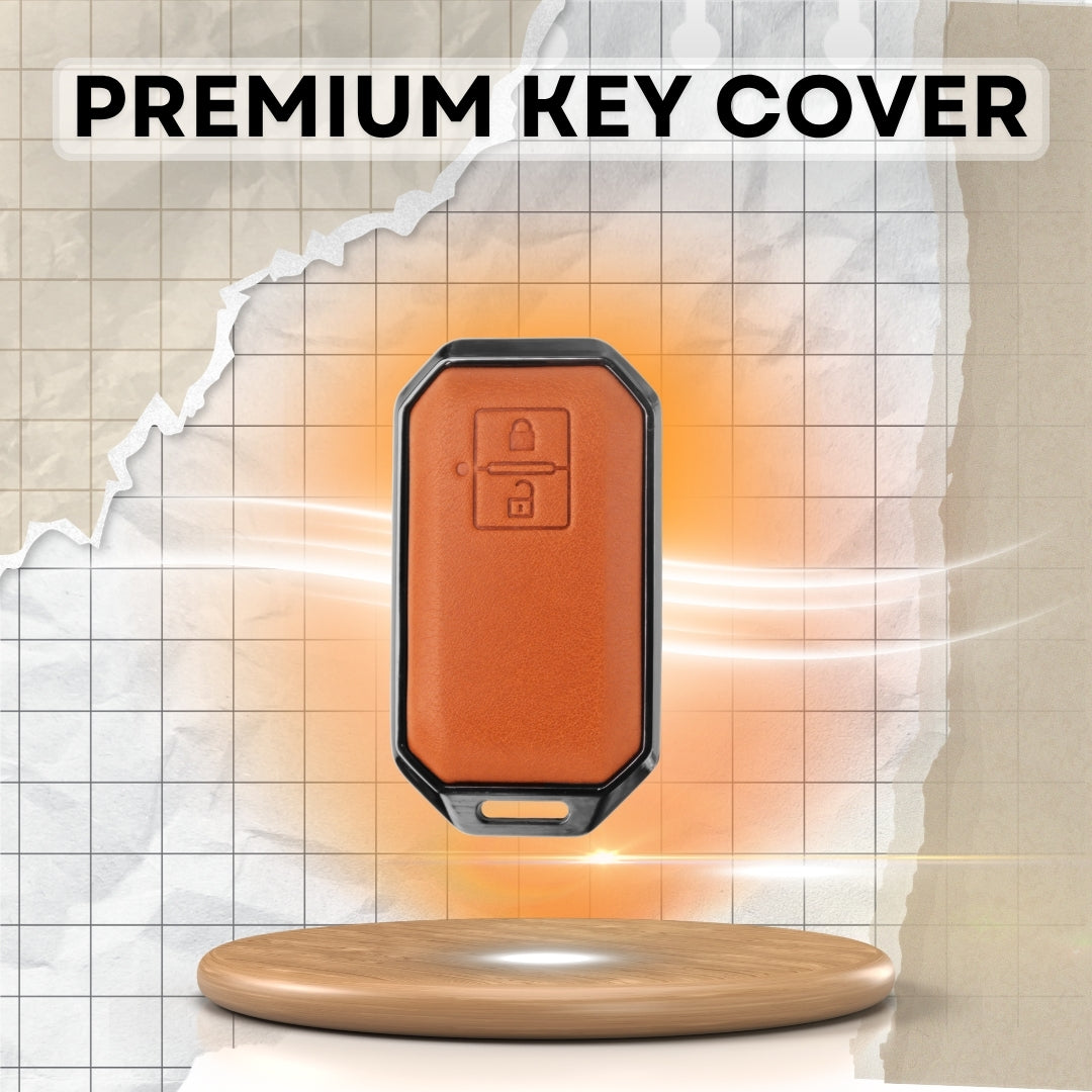 Suzuki Titane Genuine Leather Car Key Cover with Keychain (Type M7)