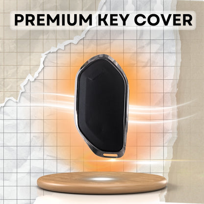 Keycept Titanium Genuine Leather Car Key Cover with Keychain ( Type M7)