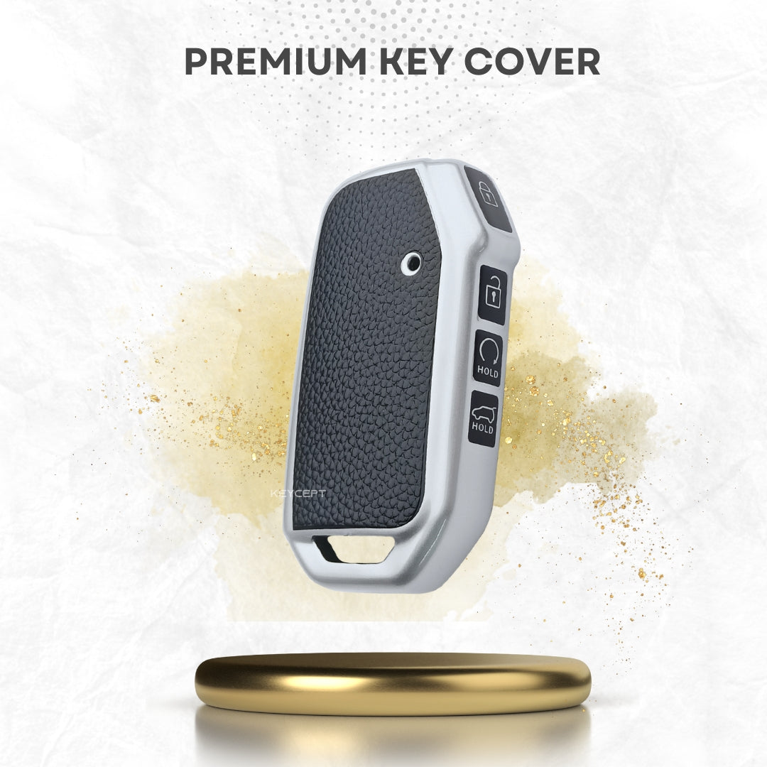 Kia TPU (Artificial) Leather Key Cover with Keychain. (Type 5)