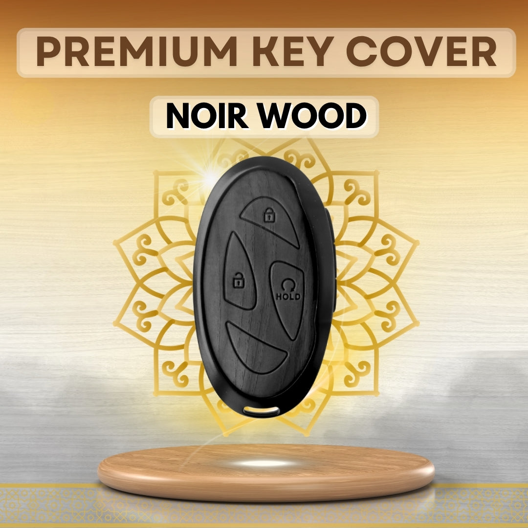 Hyundai Noir Wood Car Key Cover with Keychain (Type M8)