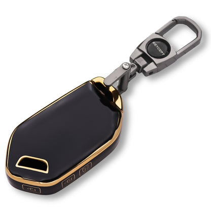 Keycept Gold Line TPU Car Key Cover for Kia Syros, EV6, EV9 4 Button smart key with keychain (Type K2)