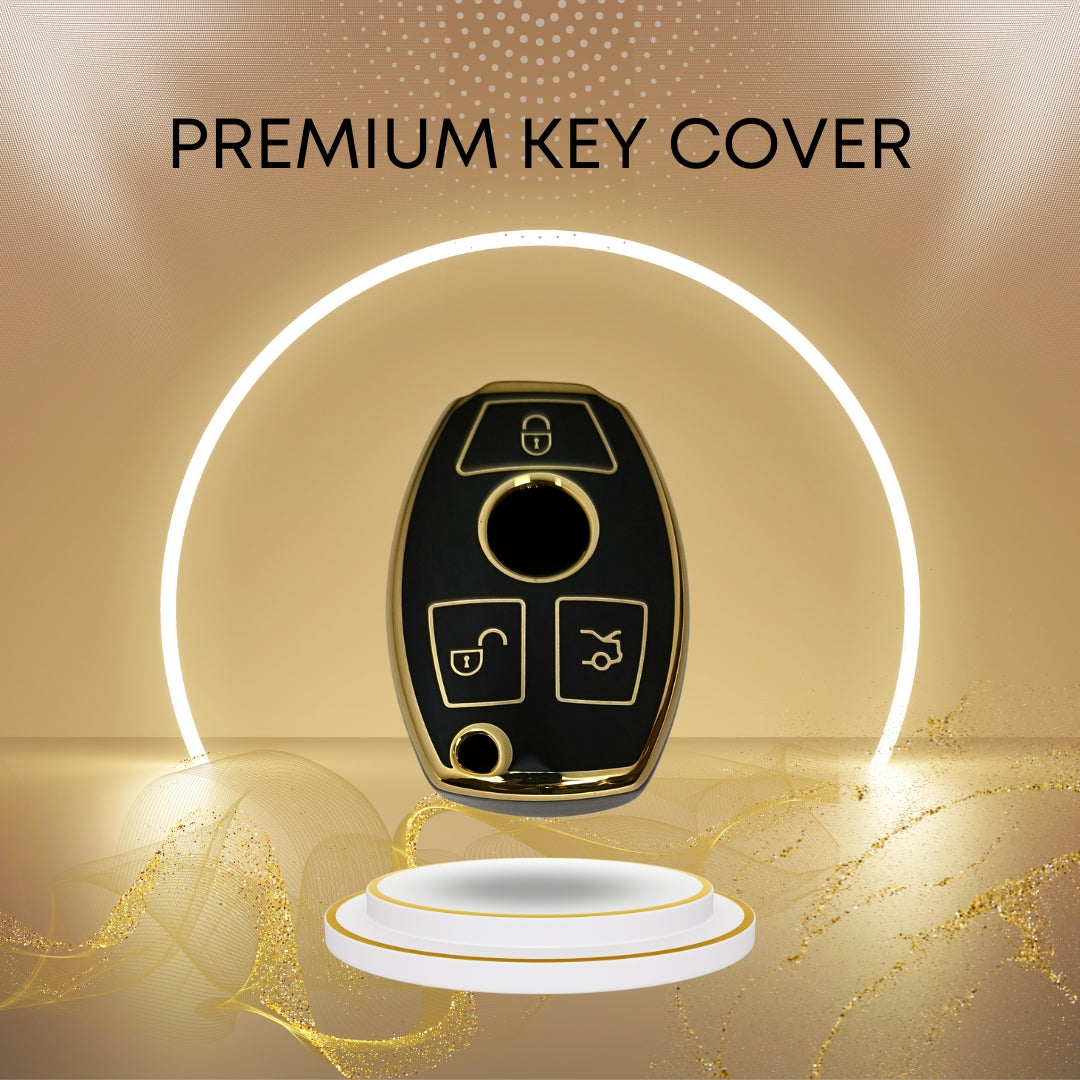 TPU Key Cover Benz 3 button Smart key with Keychain 2