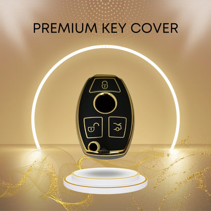 TPU Key Cover Benz 3 button Smart key with Keychain 2