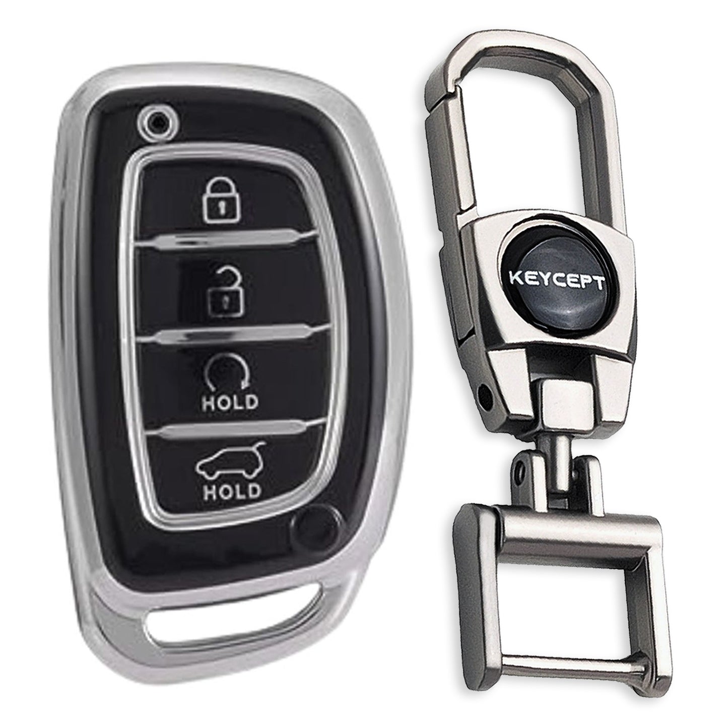 Hyundai Silver Line TPU Key Cover with Keychain