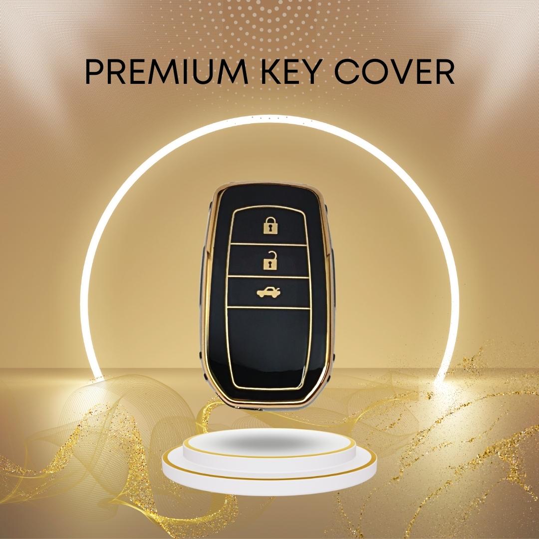TPU Key Cover compatible for Toyota Innova | Crysta | Fortuner 3 Button Smart Key with Keychain 2
