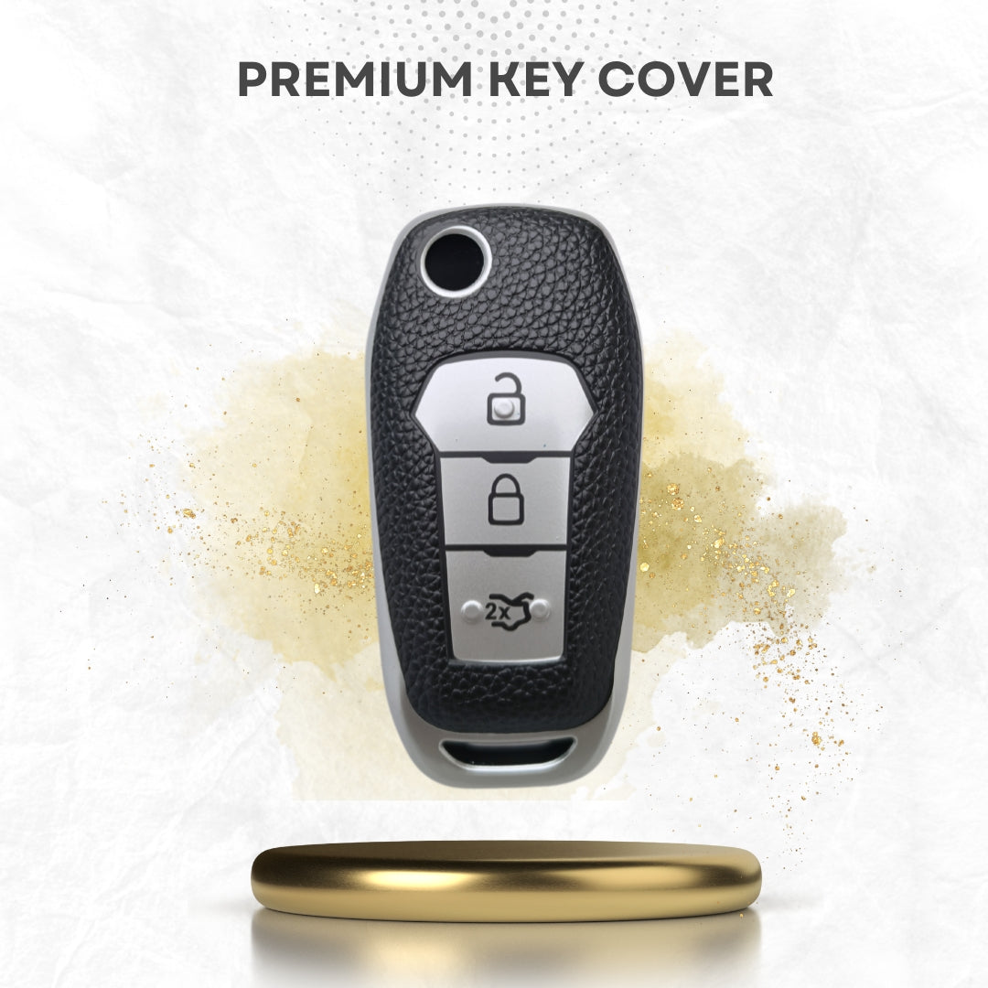 Ford TPU Leather Key Cover with Keychain. (Type 1)