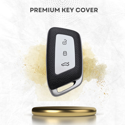 Leather Key Cover Compatible with MG Hector 3 Button Smart Key