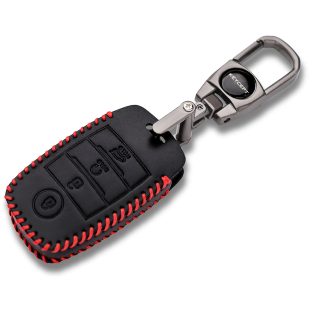 keycept leather key cover seltos sonet carens 4 button smart shell case