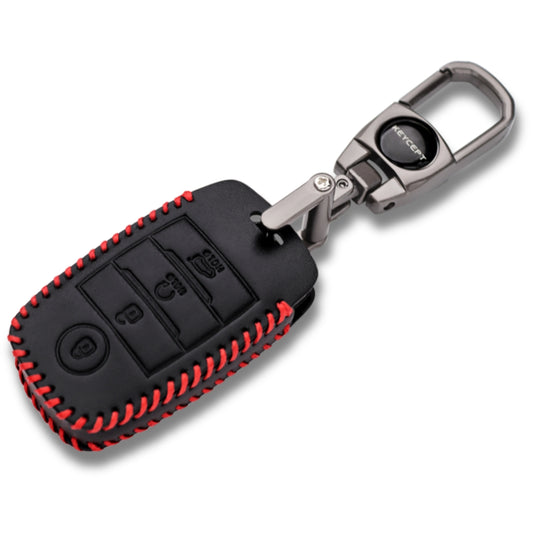 keycept leather key cover seltos sonet carens 4 button smart shell case