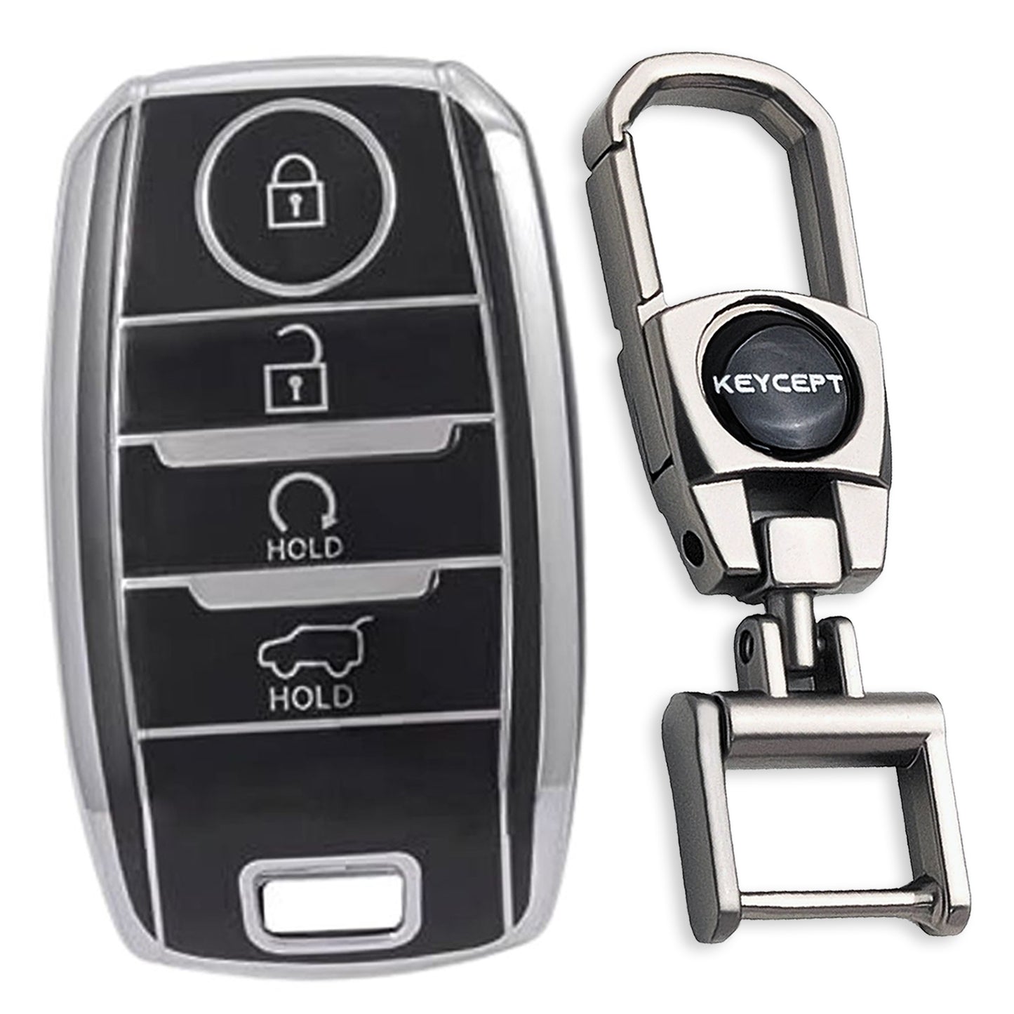 Kia Silver Line TPU Key Cover with Keychain